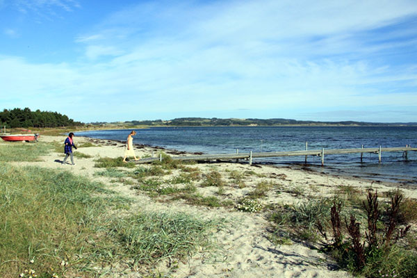 Udsigt langs stranden