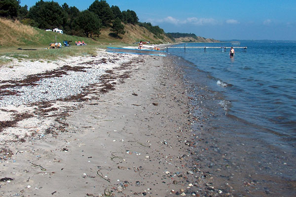 Udsigt langs stranden