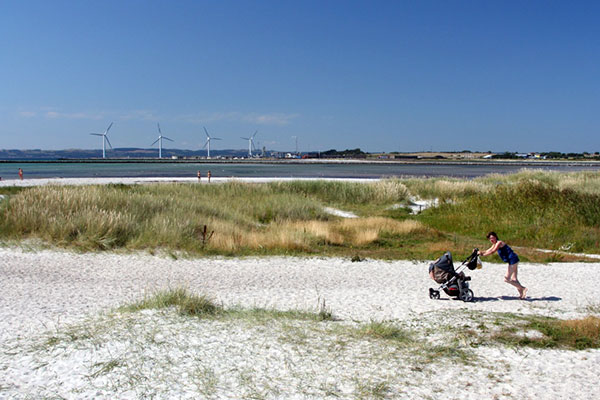 Udsigt langs stranden