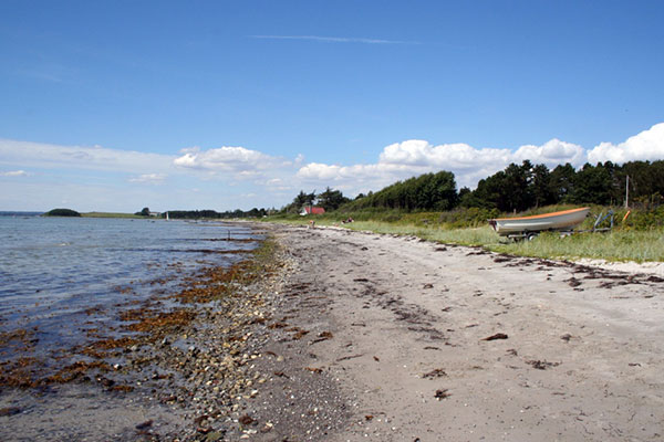 Udsigt langs stranden
