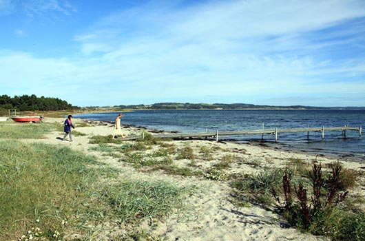 Udsigt langs stranden