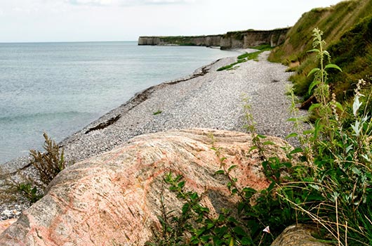 Udsigt langs stranden