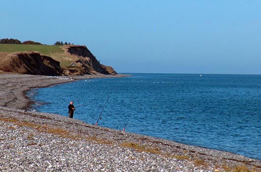 Lystfisker på stranden