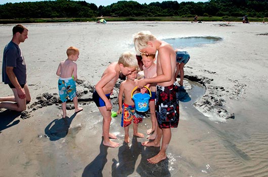 Leg i strandkanten