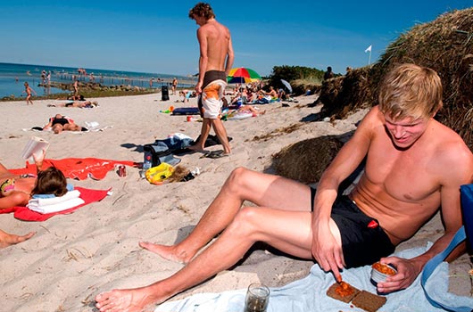 Badegæster på stranden