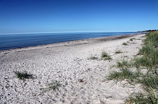 Udsigt langs stranden