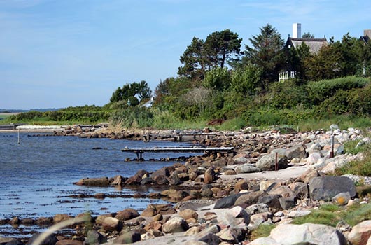 Udsigt langs stranden