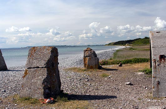 Udsigt langs stranden